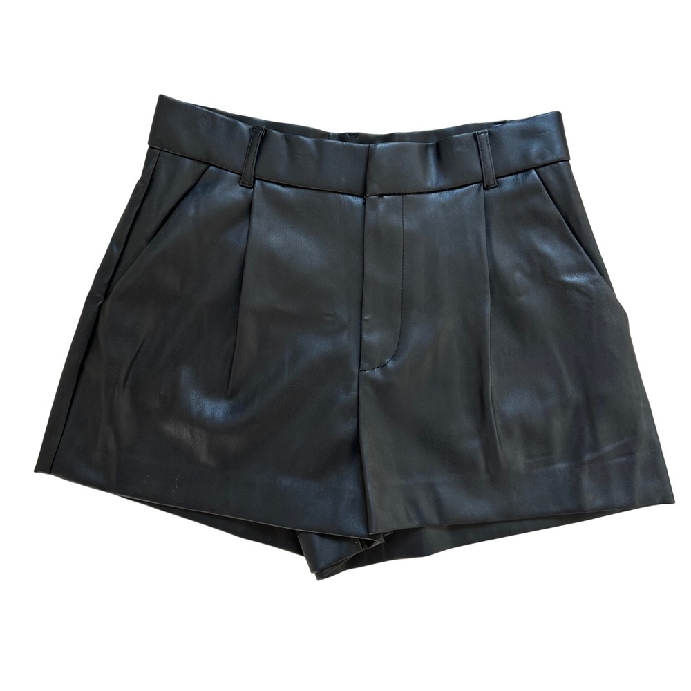 Zara Faux Leather Shorts Women M Black High Waisted Chic Edgy Trendy Streetwear